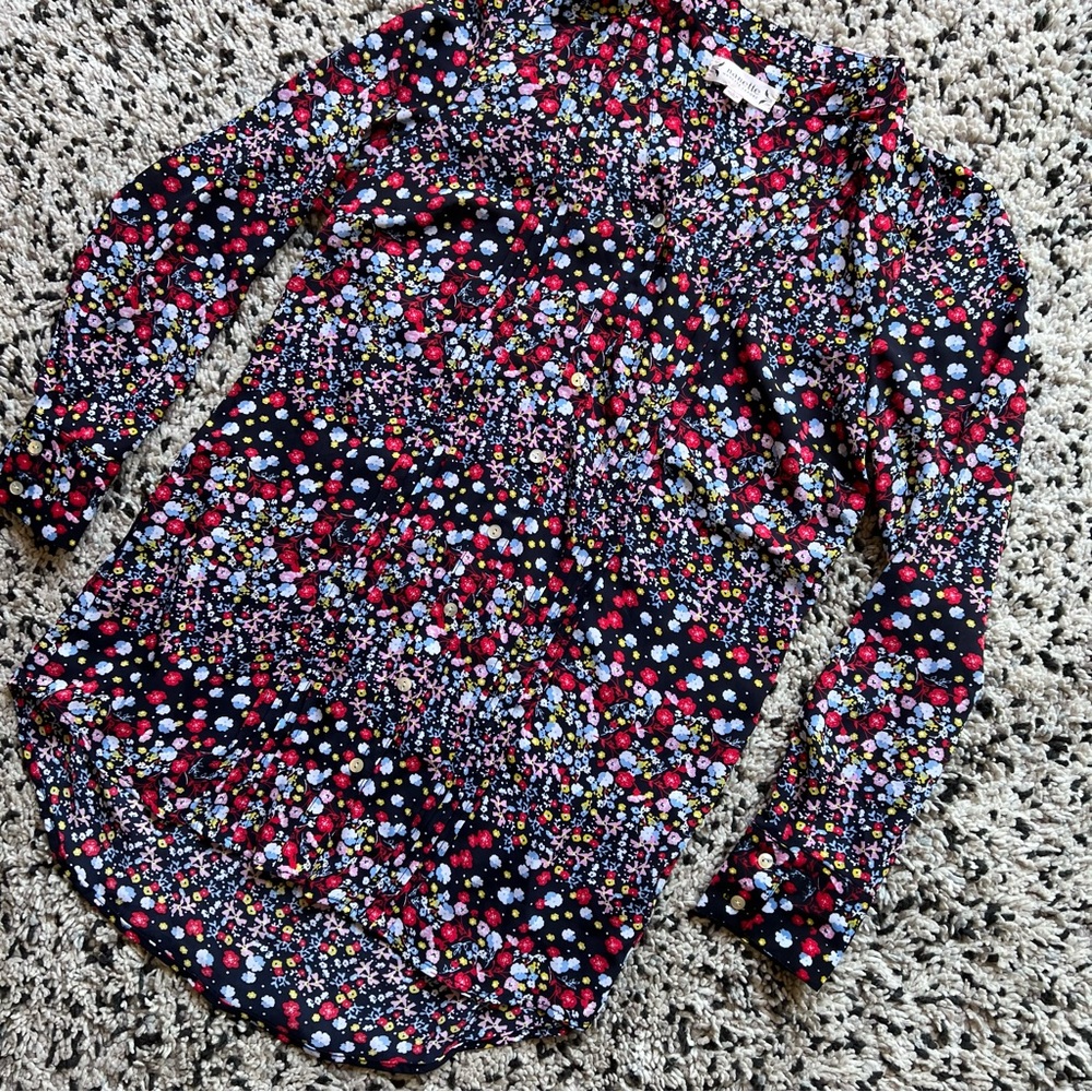 Nanette Lepore Long Floral Shirt Lightweight Button Down Women’s Small - Picture 2 of 13